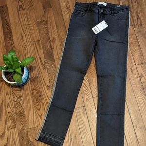 Mango Black Beaded Leg Straight Jeans